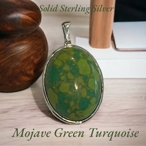 SS#7 Mojave Green Turquoise Pendant In Solid Sterling Silver NWOT